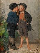 Emma Ekwall Smygrokande gossar oil painting